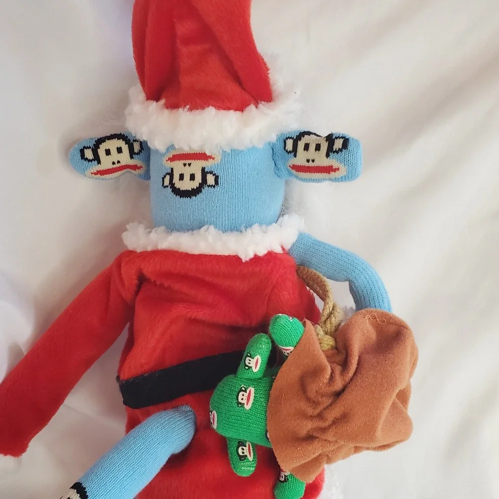 Paul Frank Julius Monkey Santa Claus Plush Blue Sock Monkey Holiday Christmas